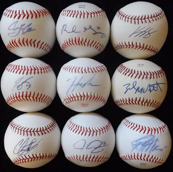 LOT OF 9 MLB PLAYERS & RISING STARS SIGNED BASEBALLS JSA