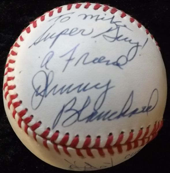 NEW YORK YANKEES SIGNED BASEBALL BAUER SKOWRON TRESH BLANCHARD