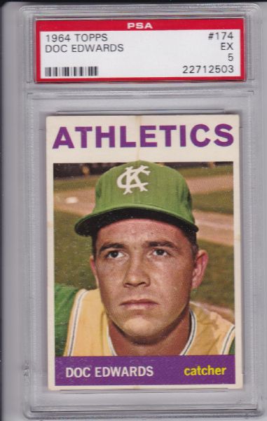 1964 TOPPS #174 DOC EDWARDS PSA 5