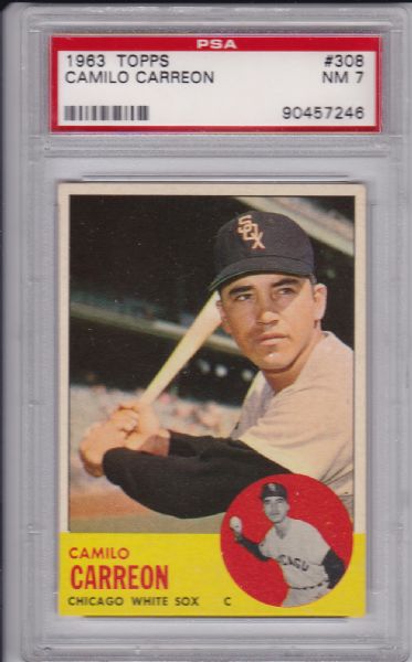 1963 TOPPS #308 CAMILO CORREON PSA 7