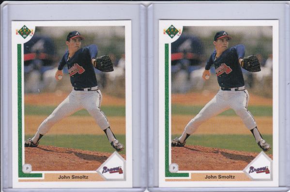 1991 UPPER DECK #264 JOHN SMOLTZ 2 CARD LOT