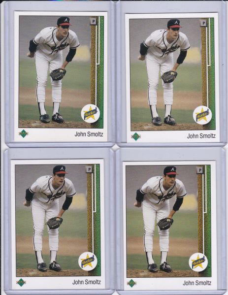 1989 UPPER DECK #17 JOHN SMOLTZ ROOKIE LOT OF 4