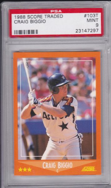 1988 SCORE TRADED #103T CRAIG BIGGIO ROOKIE MINT PSA 9