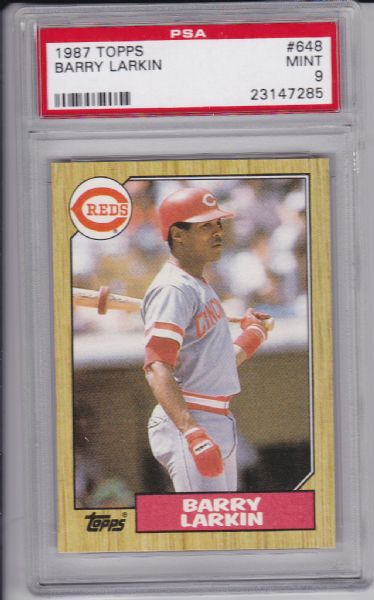 1987 TOPPS #648 BARRY LARKIN ROOKIE MINT PSA 9