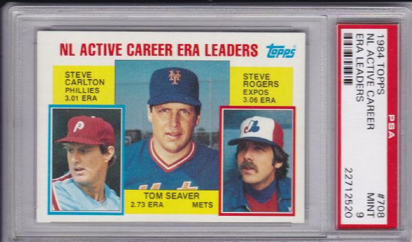 1984 TOPPS #708 NL CAREER ERA CARLTON SEAVER MINT PSA 9