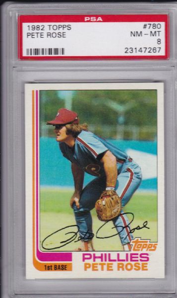 1982 TOPPS #780 PETE ROSE PSA 8