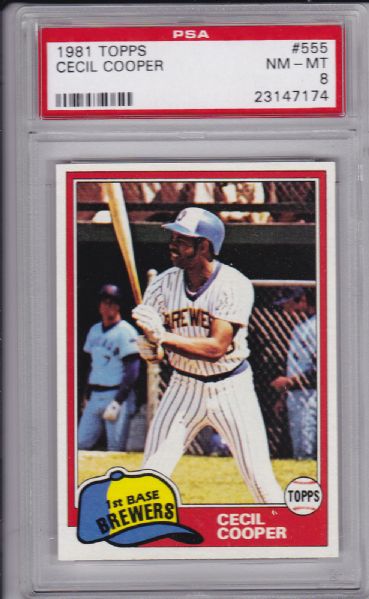 1981 TOPPS #555 CECIL COOPER PSA 8