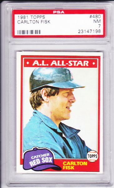 1981 TOPPS #480 CARLTON FISK PSA 7