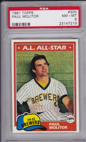 1981 TOPPS #300 PAUL MOLITOR PSA 8