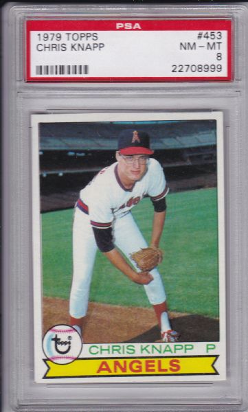 1979 TOPPS #453 CHIRS KNAPP PSA 8