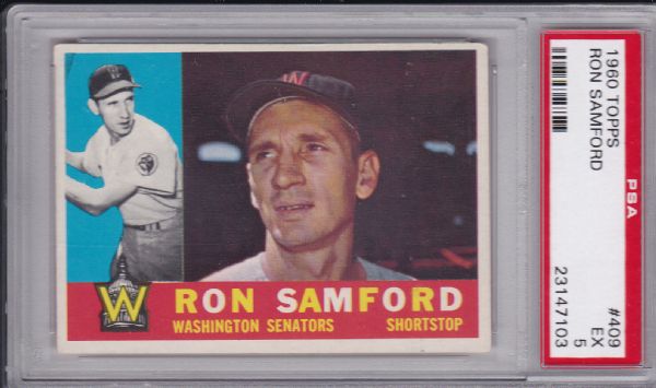 1960 TOPPS #409 RON SAMFORD PSA 5