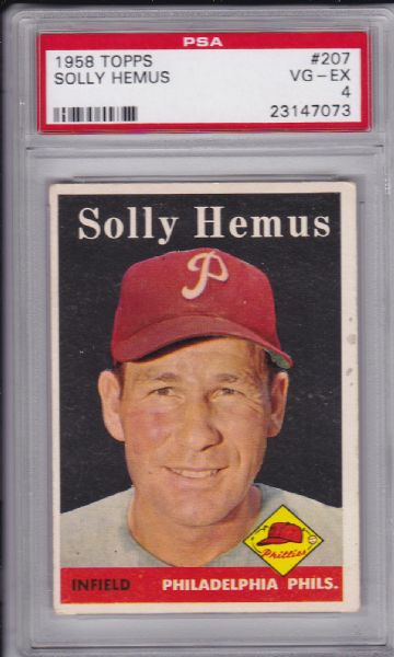 1958 TOPPS #207 SOLLY HEMUS PSA 4