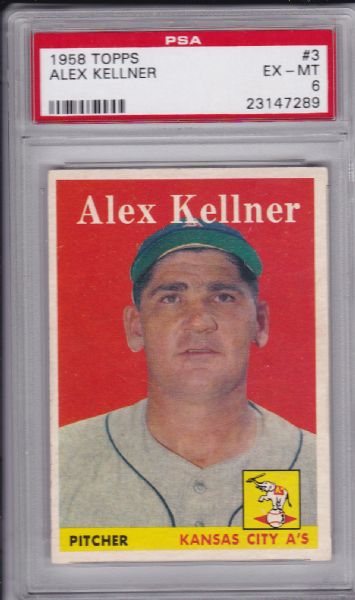 1958 TOPPS #3 ALEX KELLNER PSA 6