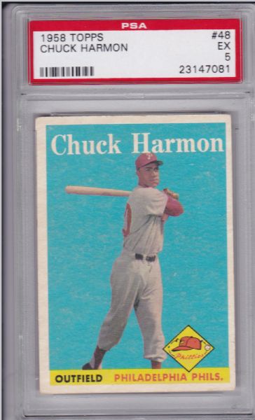 1958 TOPPS #48 CHUCK HARMON PSA 5