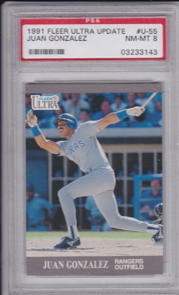 1991 FLEER ULTRA UPDATE #U-55 JUAN GONZALEZ PSA 8