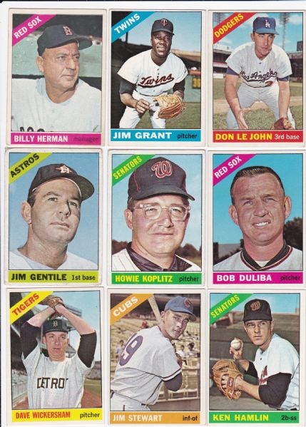 1966 TOPPS BASEBALL LOT OF 82 CARDS NO DUPLICATES 