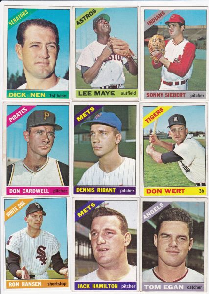 1966 TOPPS BASEBALL LOT OF 82 CARDS NO DUPLICATES 