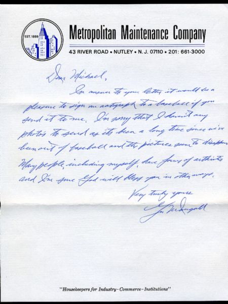 GIL MCDOUGALD SIGNED LETTER