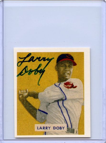 1949 BOWMAN #233 LARY DOBY REPRINT SIGNED JSA