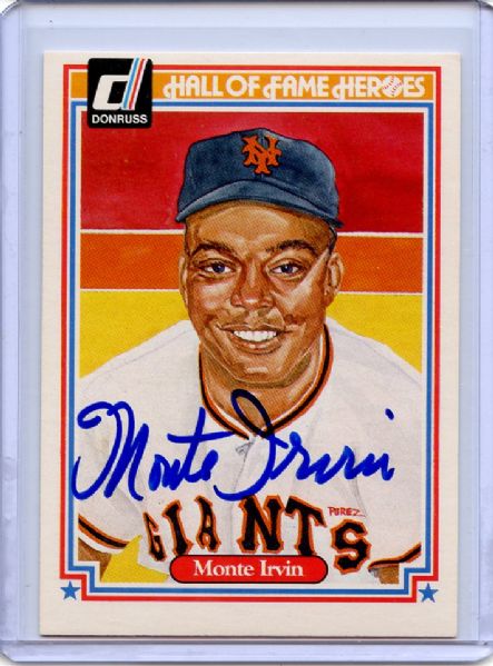 1983 DONRUSS HOF #15 MONTE IRVIN SIGNED JSA