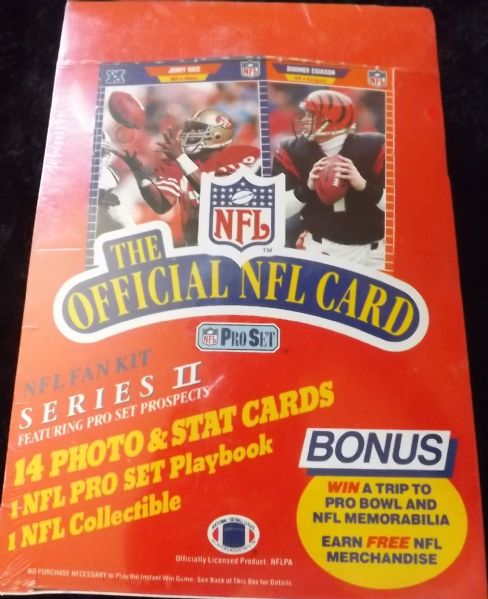 1989 PRO SET SERIES II NFL FACTORY SEALED BOX, 36 PACKS LOT OF 2