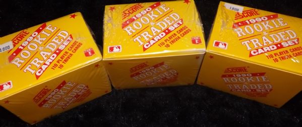 1990 SCORE TRADED MLB FACTORY SEALED SETS LOT OF 4