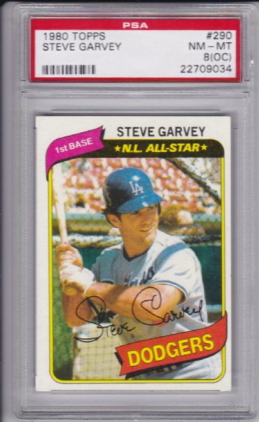 1980 TOPPS #290 STEVE GARVEY PSA 8 (oc)