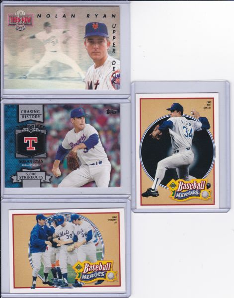 NOLAN RYAN 4 CARD INSERT LOT UPPER DECK & TOPPS