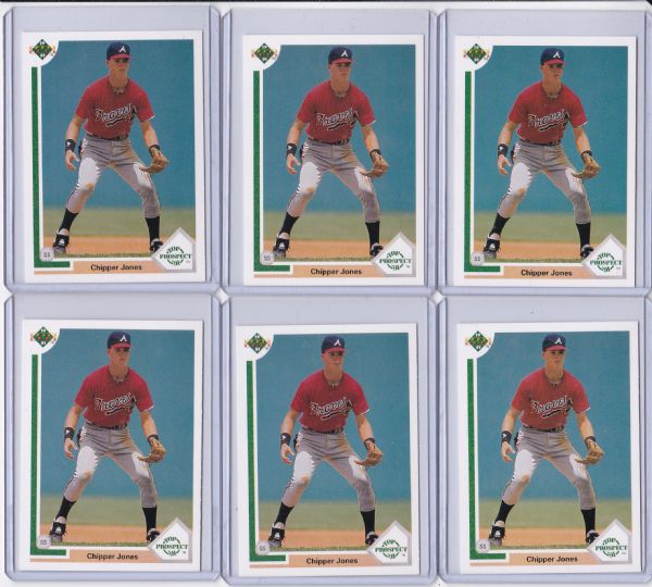 1991 UPPER DECK #55 CHIPPER JONES ROOKIE CARD LOT OF 16