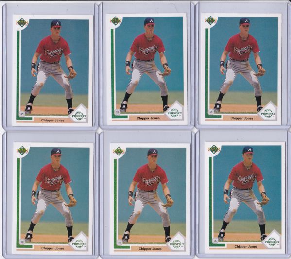 1991 UPPER DECK #55 CHIPPER JONES ROOKIE CARD LOT OF 16