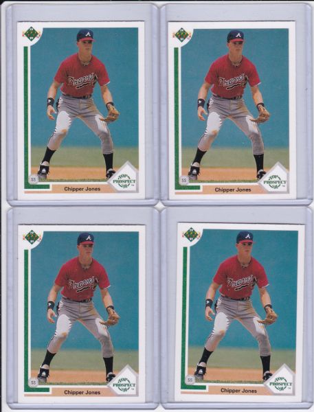 1991 UPPER DECK #55 CHIPPER JONES ROOKIE CARD LOT OF 16