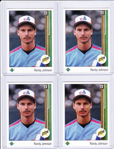 1989 UPPER DECK #25 RANDY JOHNSON ROOKIE CARD LOT OF 4