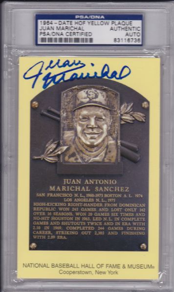 1964 HOF POSTCARD YELLOW SIGNED JUAN MARICHAL PSA/DNA