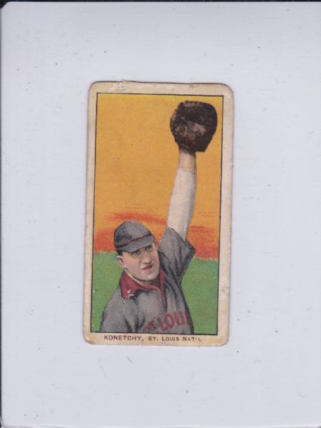 1909-11 T206 PIEDMONT ED KONETCHY GLOVE OVER HEAD