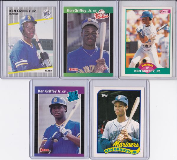 1989 KEN GRIFFEY JR. 5 CARD ROOKIE LOT TOPPS SCORE DONRUSS FLEER