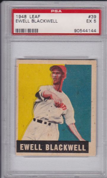 1948 LEAF #39 EWELL BLACKWELL ROOKIE PSA 5