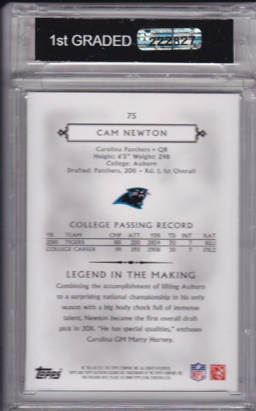 2011 TOPPS LEGENDS #75 CAM NEWTON ROOKIE GEM MINT 10