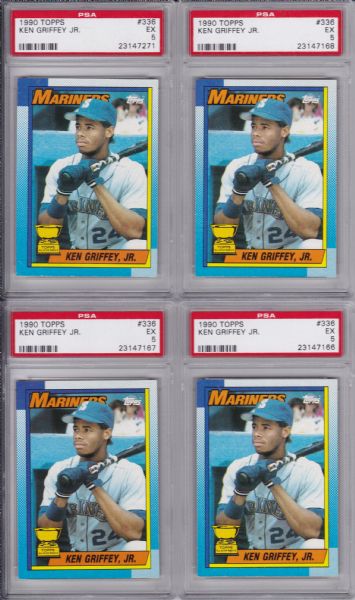 1990 TOPPS #336 KEN GRIFFEY JR. LOT OF 4 ALL PSA