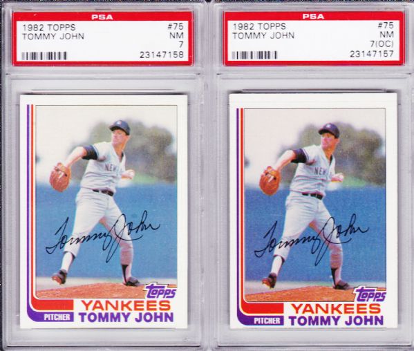 1982 TOPPS #75 TOMMY JOHN PSA LOT OF 2