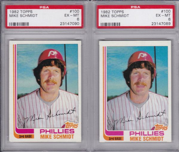 1982 TOPPS #100 MIKE SCHMIDT LOT OF 2 PSA 6