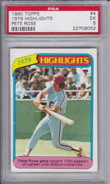 1980 TOPPS #4 1979 HL PETE ROSE PSA 5