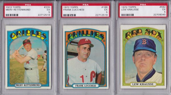 1972 TOPPS 6 CARD LOT ALL PSA 5