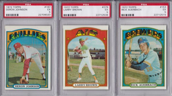 1972 TOPPS 6 CARD LOT ALL PSA 5