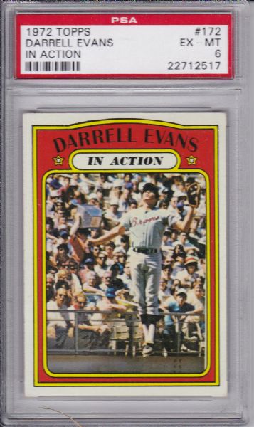 1972 TOPPS #172 DARRELL EVENS PSA 6