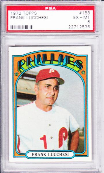 1972 TOPPS #188 FRANK LUCCHESI PSA 6