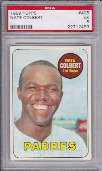 1969 TOPPS #408 NATE COLBERT PSA 5