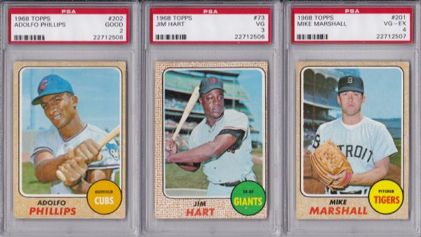 1968 TOPPS 6 CARD LOT ALL PSA