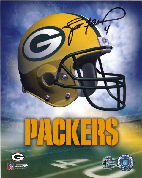 GREEN BAY PACKERS HELMET 8X10 PHOTO SIGNED BY BRETT FAVRE