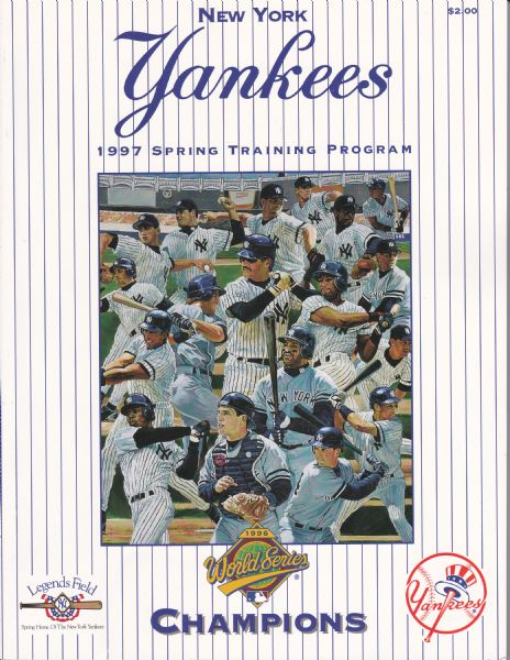 1997 NEW YORK YANKEES SPRING TRAINING PROGRAM SIGNED BY TONY LaRUSSA