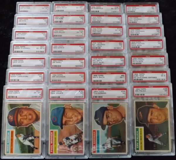 1956 TOPPS LOT OF 28 ALL PSA NO QUALIFIERS! SMR $761.00